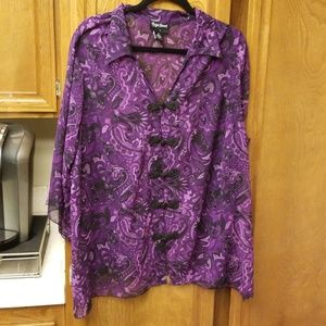 #221 Purple Sheer Blouse 1x